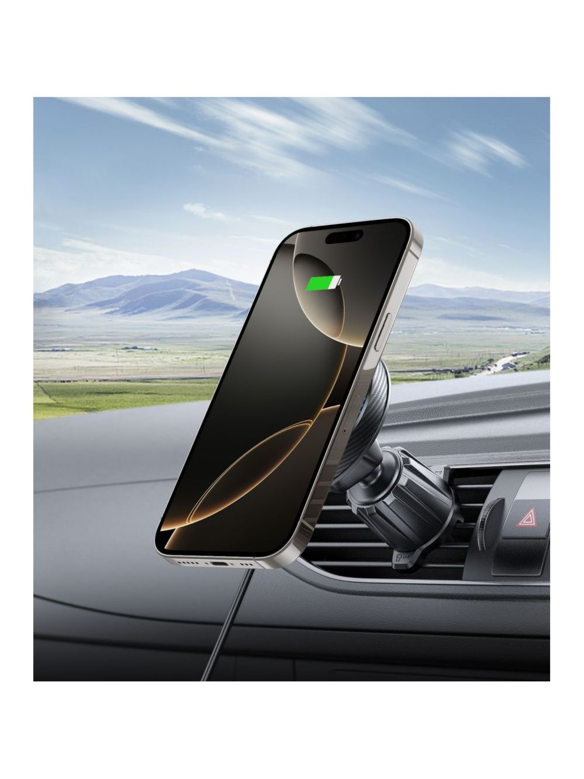 Suporte magnético Tech-Protect MM15W-V4 MagSafe 15W para carro, para painel, para-brisa e saída de a