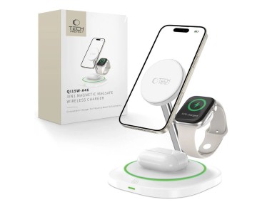 Tech-Protect QI15W-A46 3in1 Magnetic MagSafe Inductive Charger - White Tech-Protect QI15W-A46 3in1 Magnetic MagSafe Inductive Charger - White