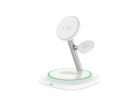 Carregador magnético indutivo MagSafe 3 em 1 Tech-Protect QI15W-A46 - Branco Carregador magnético indutivo MagSafe 3 em 1 Tech-Protect QI15W-A46 - Branco