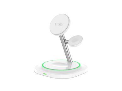 Tech-Protect QI15W-A46 3in1 Magnetic MagSafe Inductive Charger - White Tech-Protect QI15W-A46 3in1 Magnetic MagSafe Inductive Charger - White