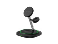 Carregador magnético indutivo MagSafe 3 em 1 Tech-Protect QI15W-A46 - Preto Carregador magnético indutivo MagSafe 3 em 1 Tech-Protect QI15W-A46 - Preto