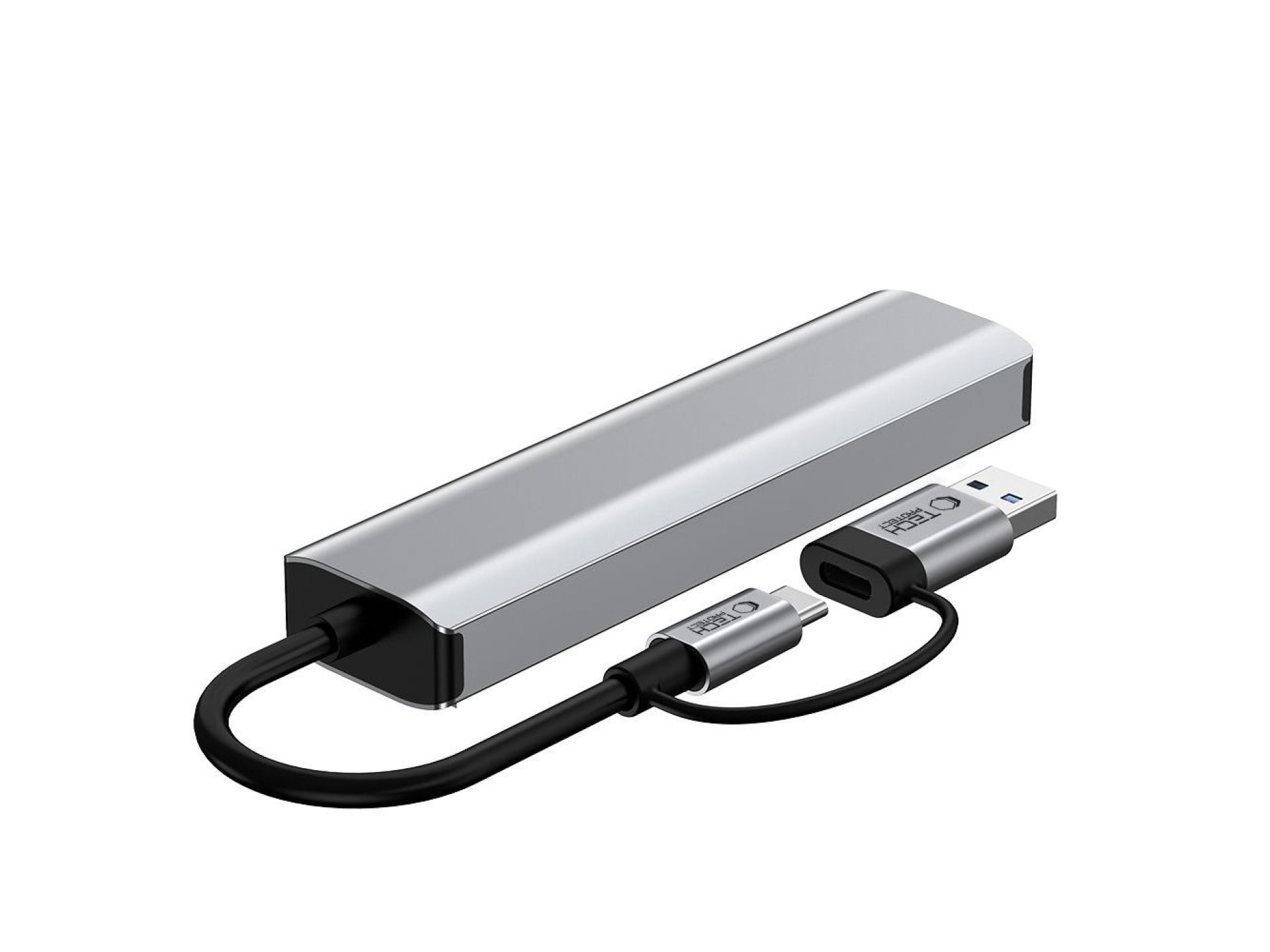 Tech-Protect HB03 HUB Adapter 5in1 USB-C + USB2.0 + USB3.0 + RJ45 - gray