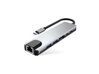 Adaptador HUB Tech-Protect HB02 6 em 1 USB-C + USB 2.0 + USB 3.0 + HDMI 4K 30Hz + RJ45 + PD100W - ci Adaptador HUB Tech-Protect HB02 6 em 1 USB-C + USB 2.0 + USB 3.0 + HDMI 4K 30Hz + RJ45 + PD100W - ci