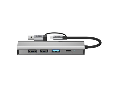 Adaptador HUB Tech-Protect HB03 5 en 1 USB-C + USB 2.0 + USB 3.0 + RJ45 - gris