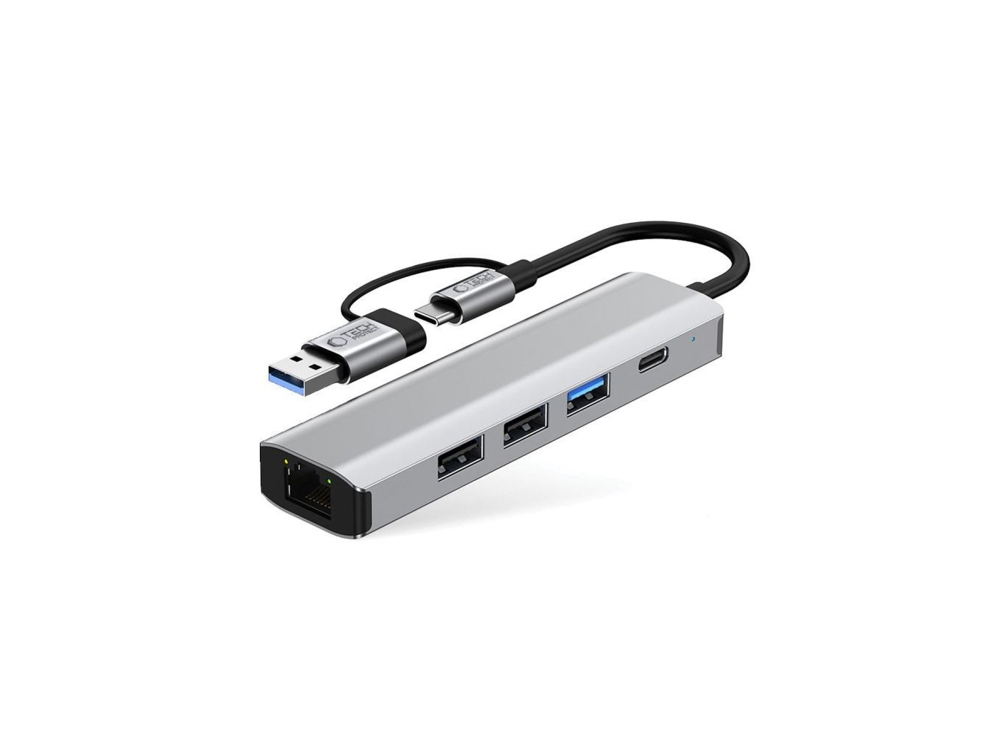 Tech-Protect HB03 HUB Adapter 5in1 USB-C + USB2.0 + USB3.0 + RJ45 - gray