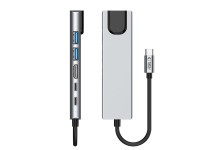 Adaptador HUB Tech-Protect HB02 6 em 1 USB-C + USB 2.0 + USB 3.0 + HDMI 4K 30Hz + RJ45 + PD100W - ci Adaptador HUB Tech-Protect HB02 6 em 1 USB-C + USB 2.0 + USB 3.0 + HDMI 4K 30Hz + RJ45 + PD100W - ci