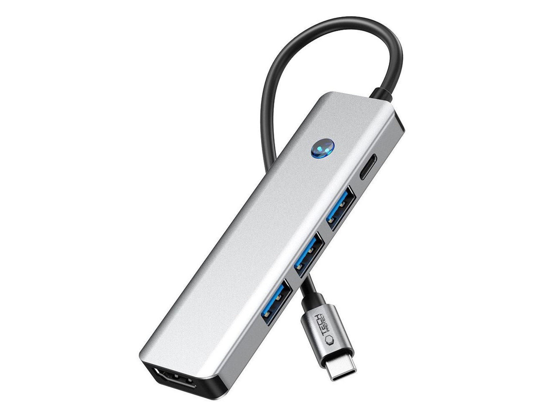 Tech-Protect HB01 HUB Adapter 5in1 USB-C + USB3.0 + HDMI 4K 60Hz + PD100W - gray