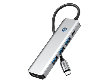 Tech-Protect HB01 HUB Adapter 5in1 USB-C + USB3.0 + HDMI 4K 60Hz + PD100W - gray