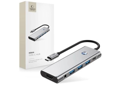 Tech-Protect HB04 HUB Adapter 9in1 USB-C + USB2.0 + USB3.0 + HDMI 4K 60Hz + SD / TF + PD100W + AV3.5