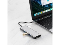 Tech-Protect HB04 HUB Adapter 9in1 USB-C + USB2.0 + USB3.0 + HDMI 4K 60Hz + SD / TF + PD100W + AV3.5 Tech-Protect HB04 HUB Adapter 9in1 USB-C + USB2.0 + USB3.0 + HDMI 4K 60Hz + SD / TF + PD100W + AV3.5