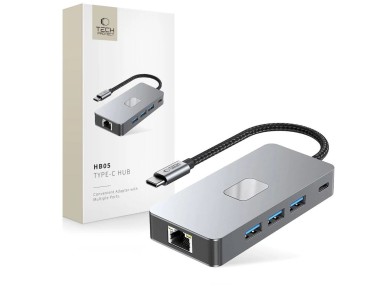 Tech-Protect HB05 HUB 9in1 USB-C + USB2.0 + USB3.0 + HDMI 4K 60HZ + SD / TF + PD100W + RJ45 adapter 
