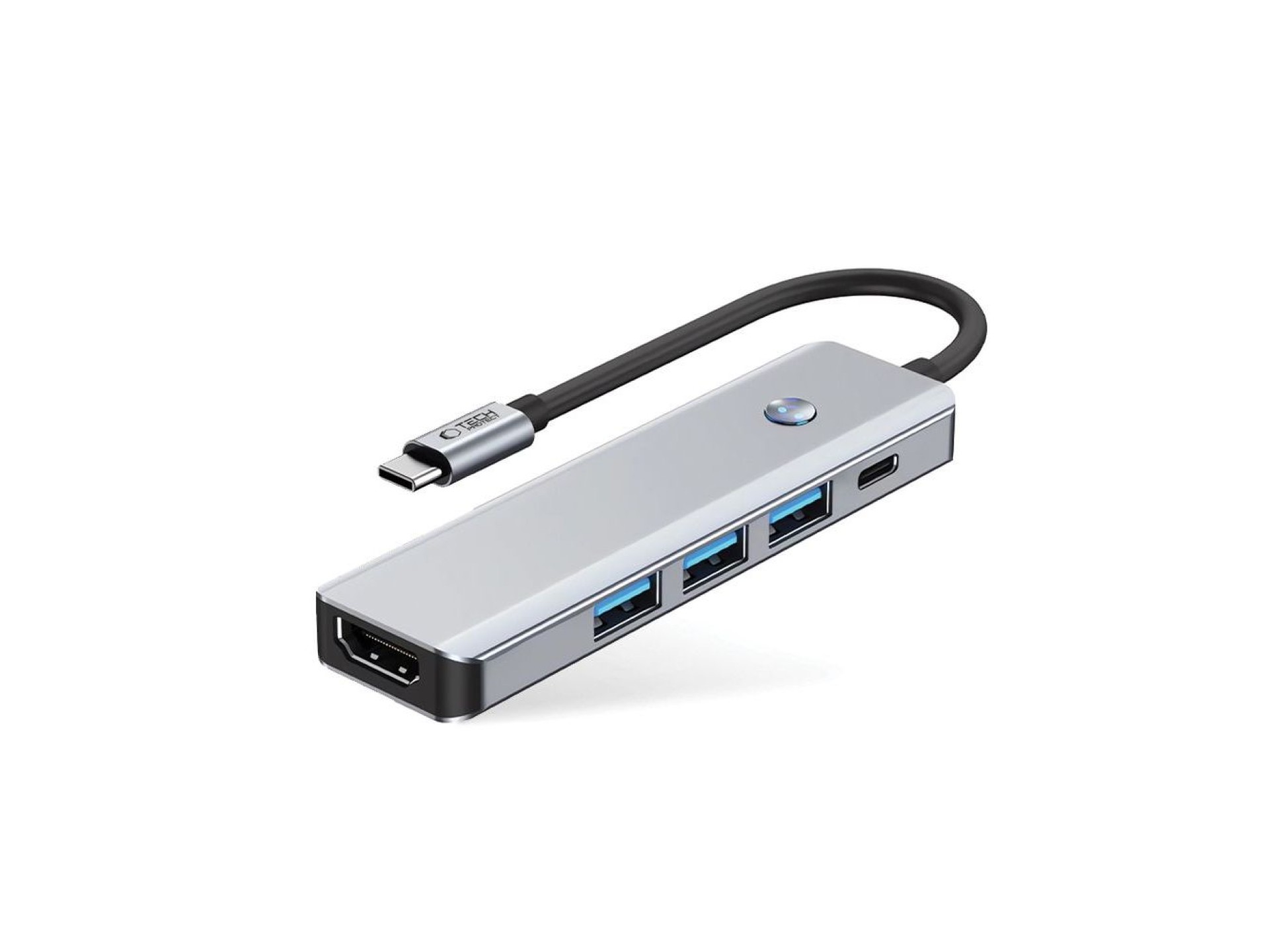 Tech-Protect HB01 HUB Adapter 5in1 USB-C + USB3.0 + HDMI 4K 60Hz + PD100W - gray