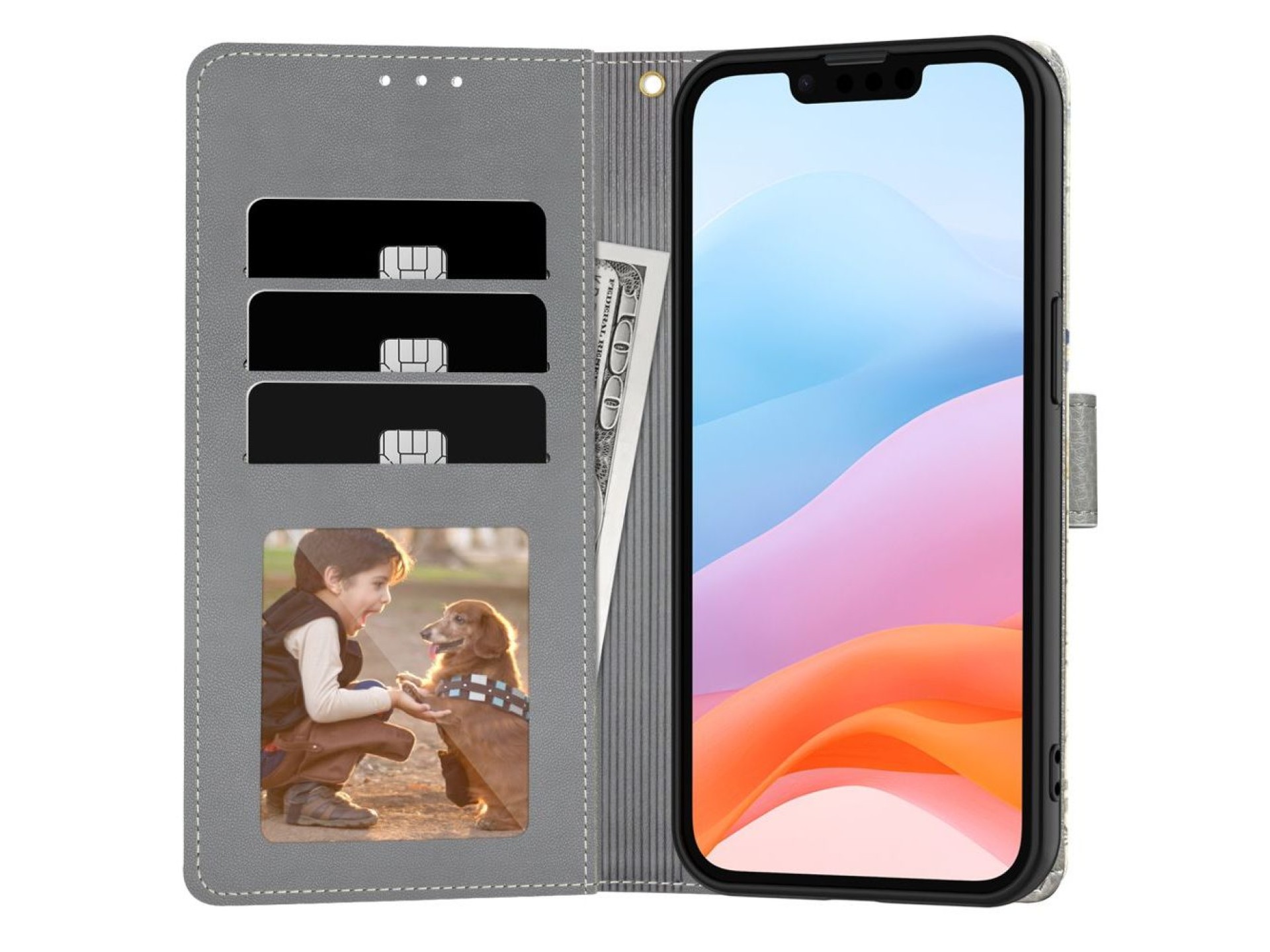 Tech-Protect Wallet Case for iPhone 16e / 17e - Daisies with Leaves