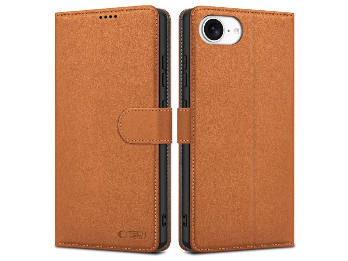 Funda tipo cartera Tech-Protect para iPhone 16e / 17e - Marrón