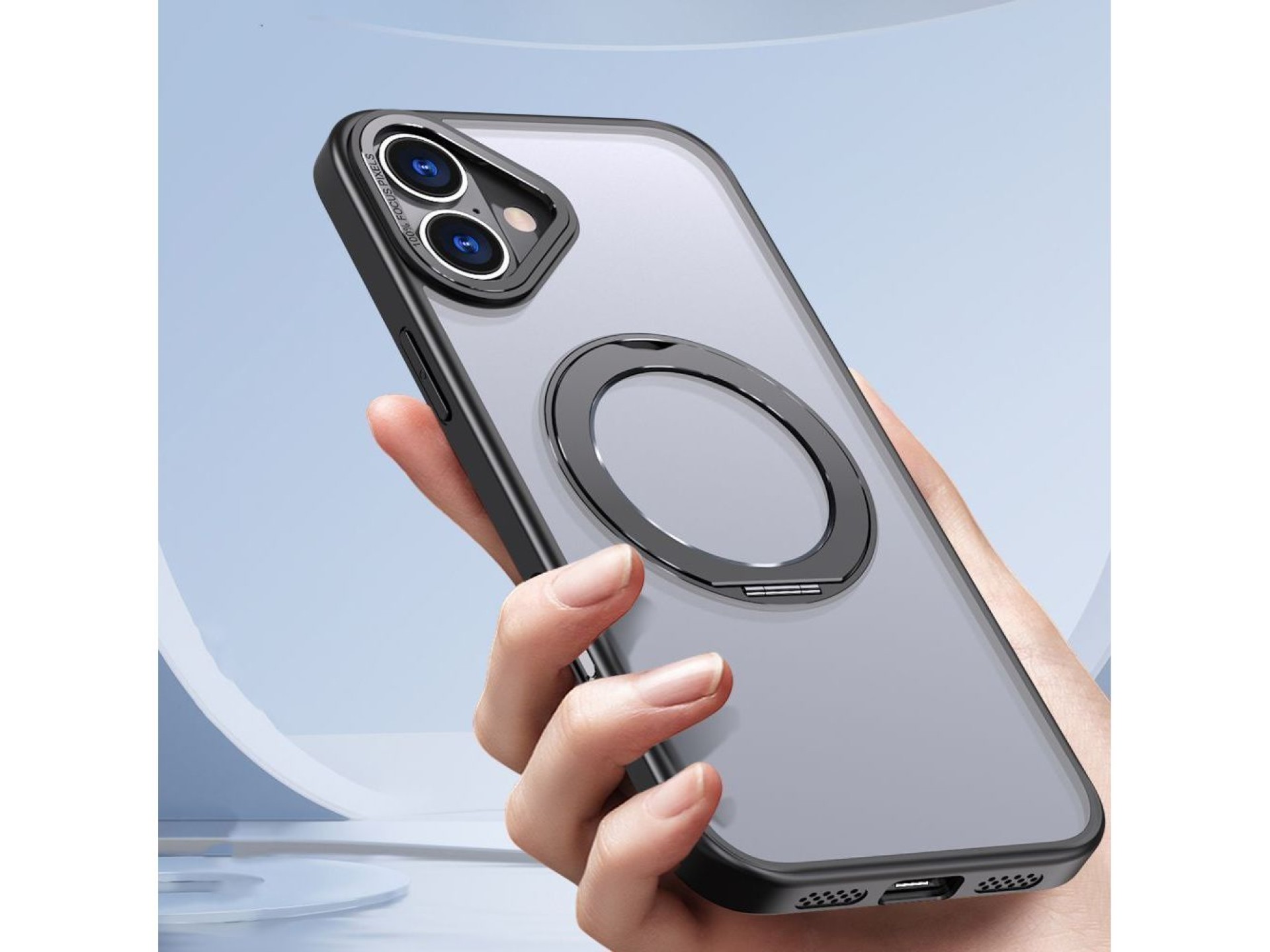 Funda Tech-Protect MagRing MagSafe para iPhone 16e / 17e - negro mate