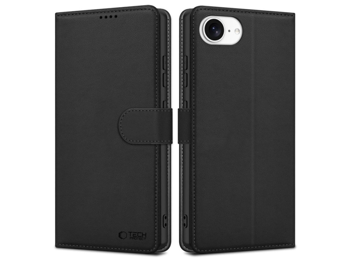 Tech-Protect Wallet Case for iPhone 16e / 17e - Matte Black