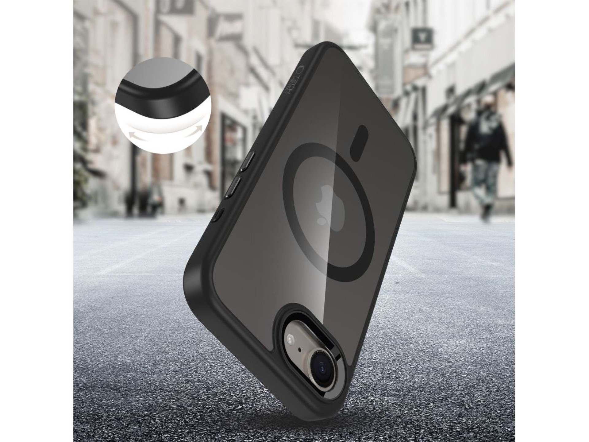 Capa Tech-Protect MagMat MagSafe para iPhone 16e / 17e - Preto-Transparente