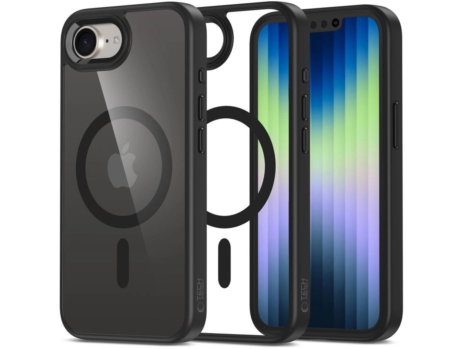 Capa Tech-Protect MagMat MagSafe para iPhone 16e / 17e - Preto-Transparente