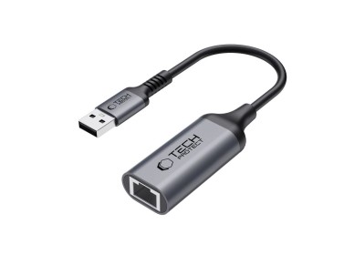 Adaptador Tech-Protect UltraBoost USB-A 3.0 / Ethernet RJ45 1000Mbps - Preto