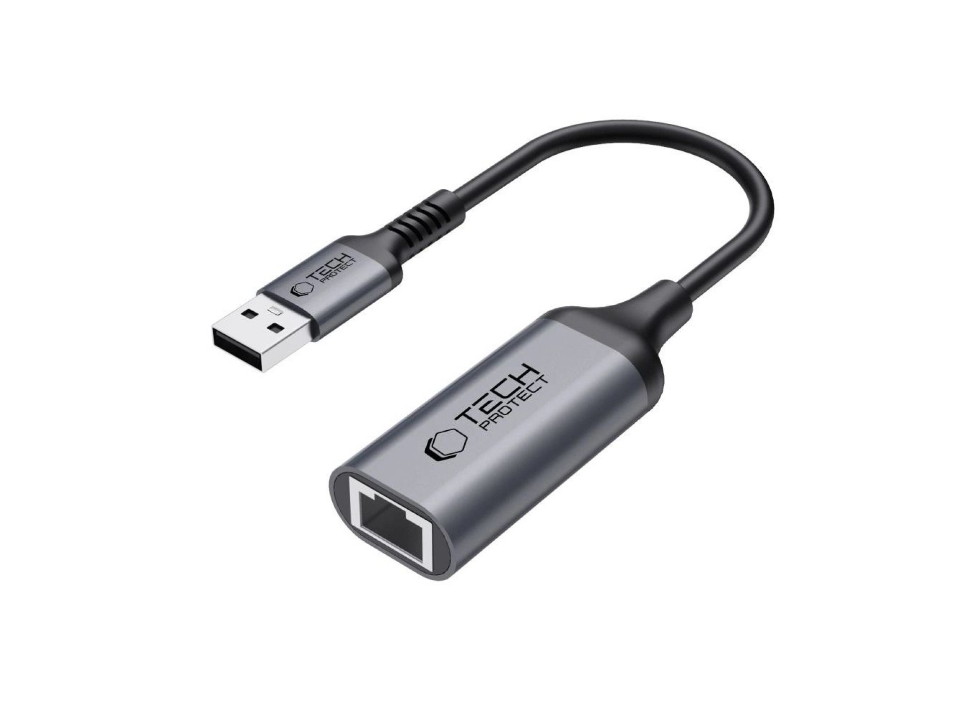 Adaptador Tech-Protect UltraBoost USB-A 3.0 / Ethernet RJ45 1000Mbps - Preto
