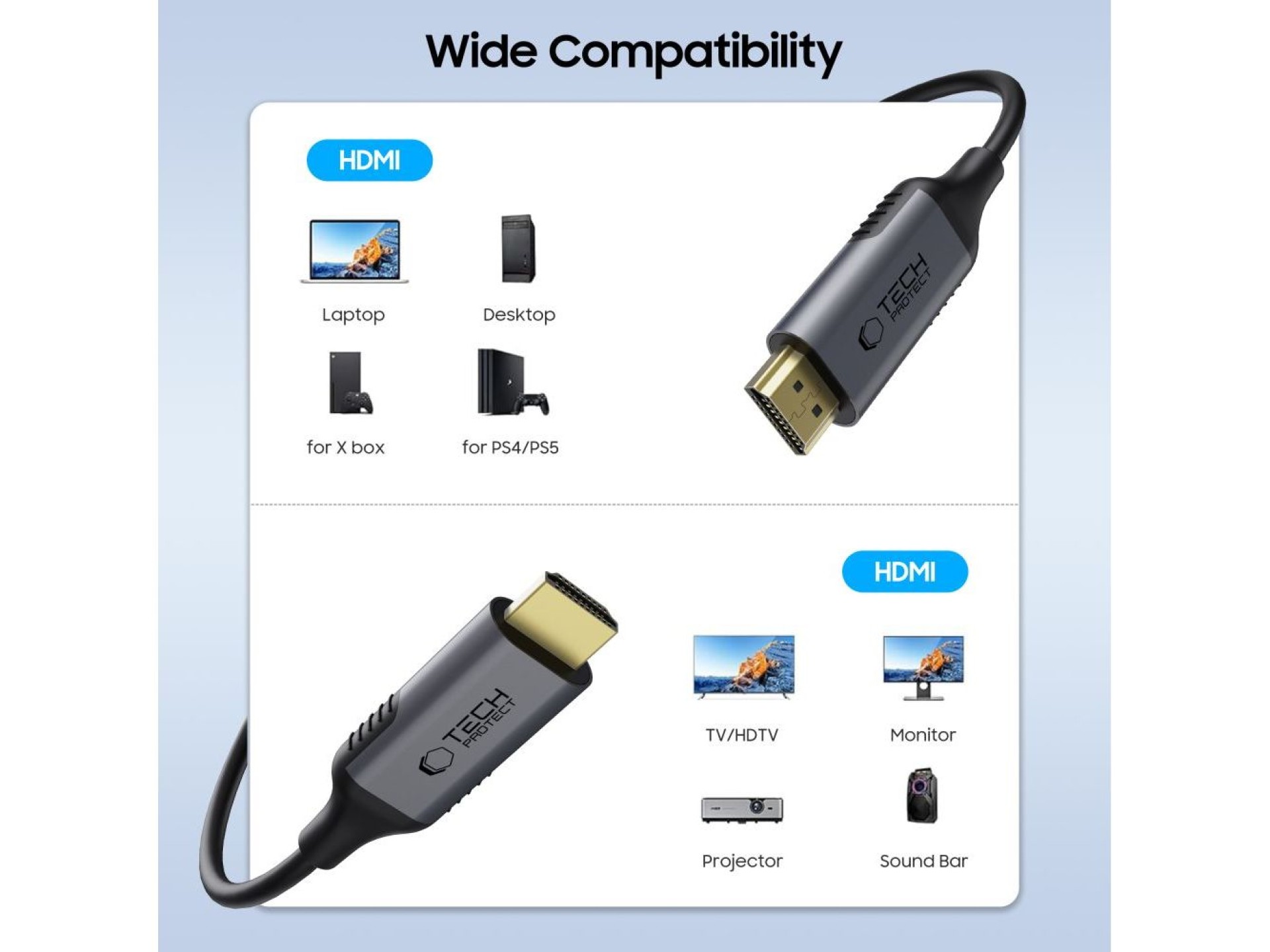 Cabo HDMI para HDMI 2.1 Tech-Protect UltraBoost 4K 120Hz / 8K 60Hz 2m - Preto