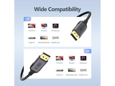 Cabo Tech-Protect UltraBoost DisplayPort para DisplayPort 1.4 4K 60Hz de 2m - Preto