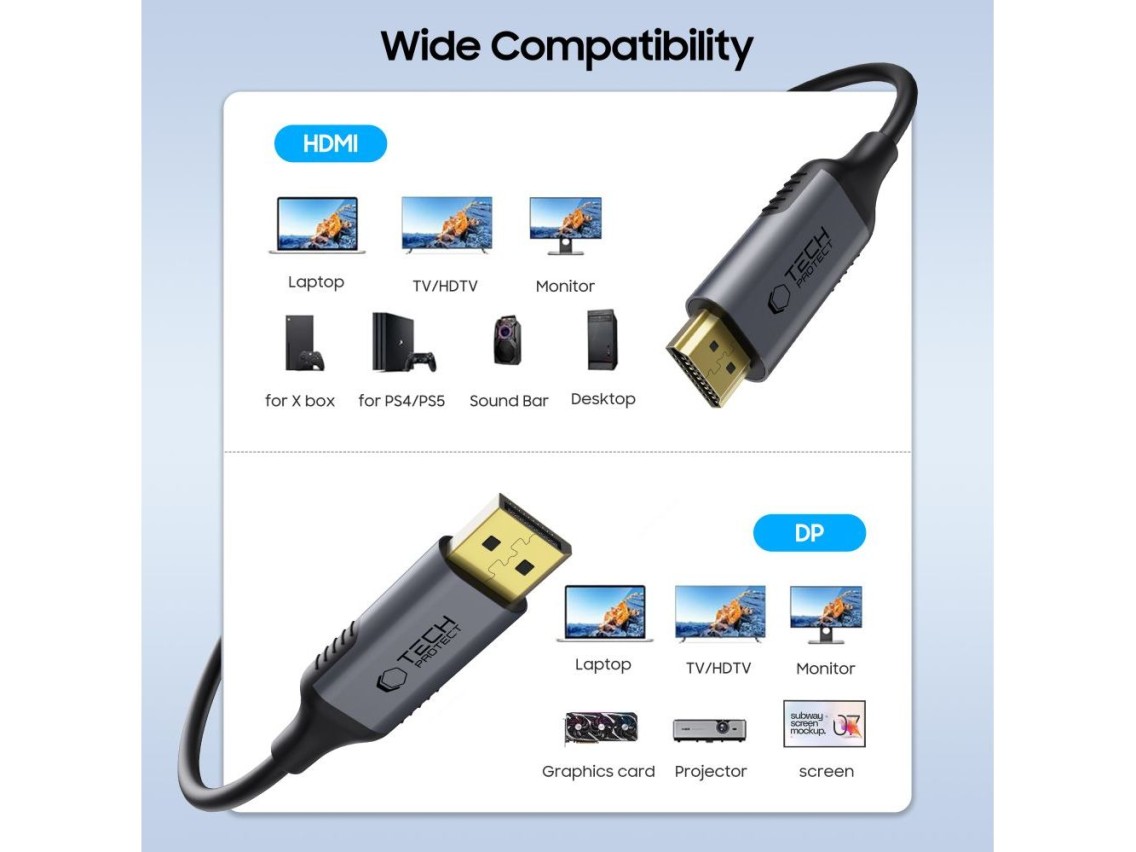 Cable Tech-Protect UltraBoost DisplayPort / HDMI 2.0 4K 60Hz 2m - Negro