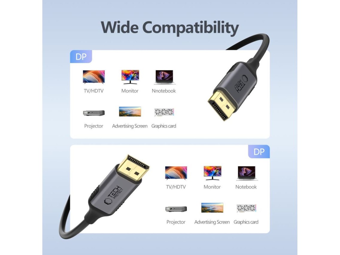Cable Tech-Protect UltraBoost DisplayPort a DisplayPort 1.4 4K 60Hz de 2 m - Negro
