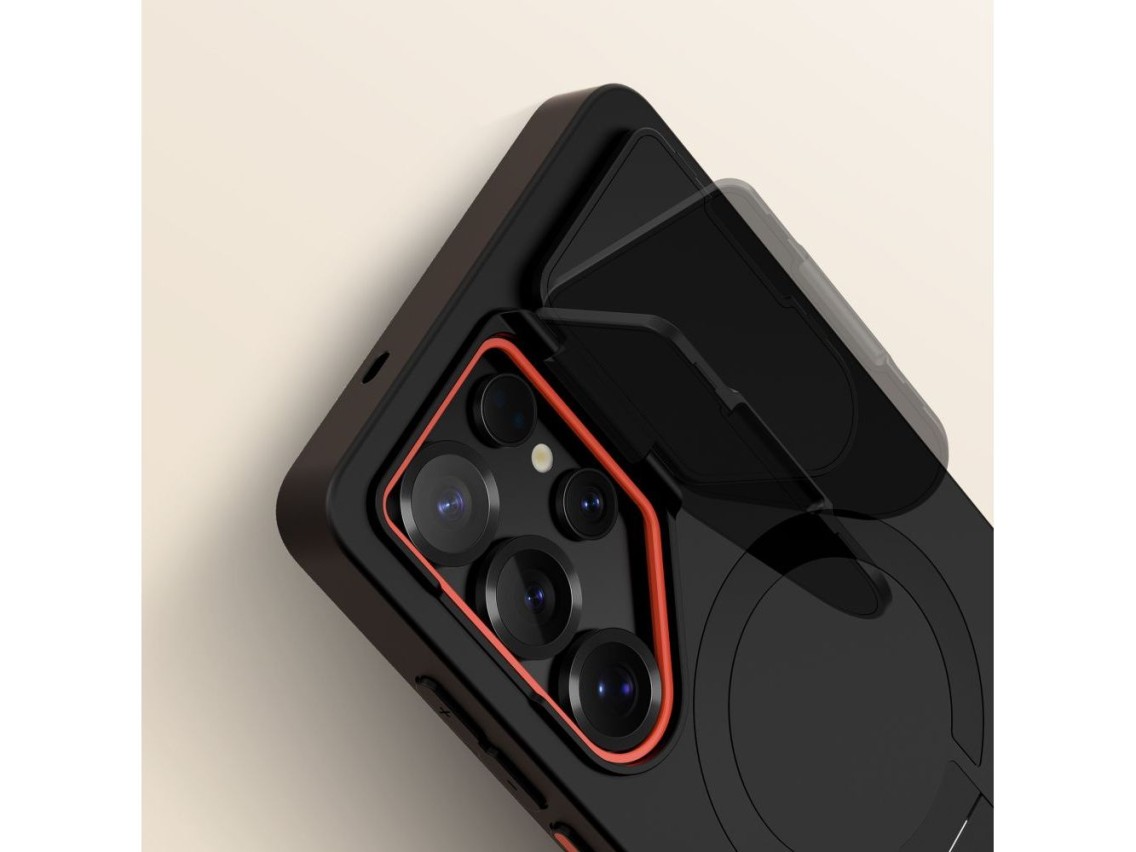 Capa Tech-Protect Kevlar Aura MagSafe para Samsung Galaxy S25 Ultra - Preto/Laranja