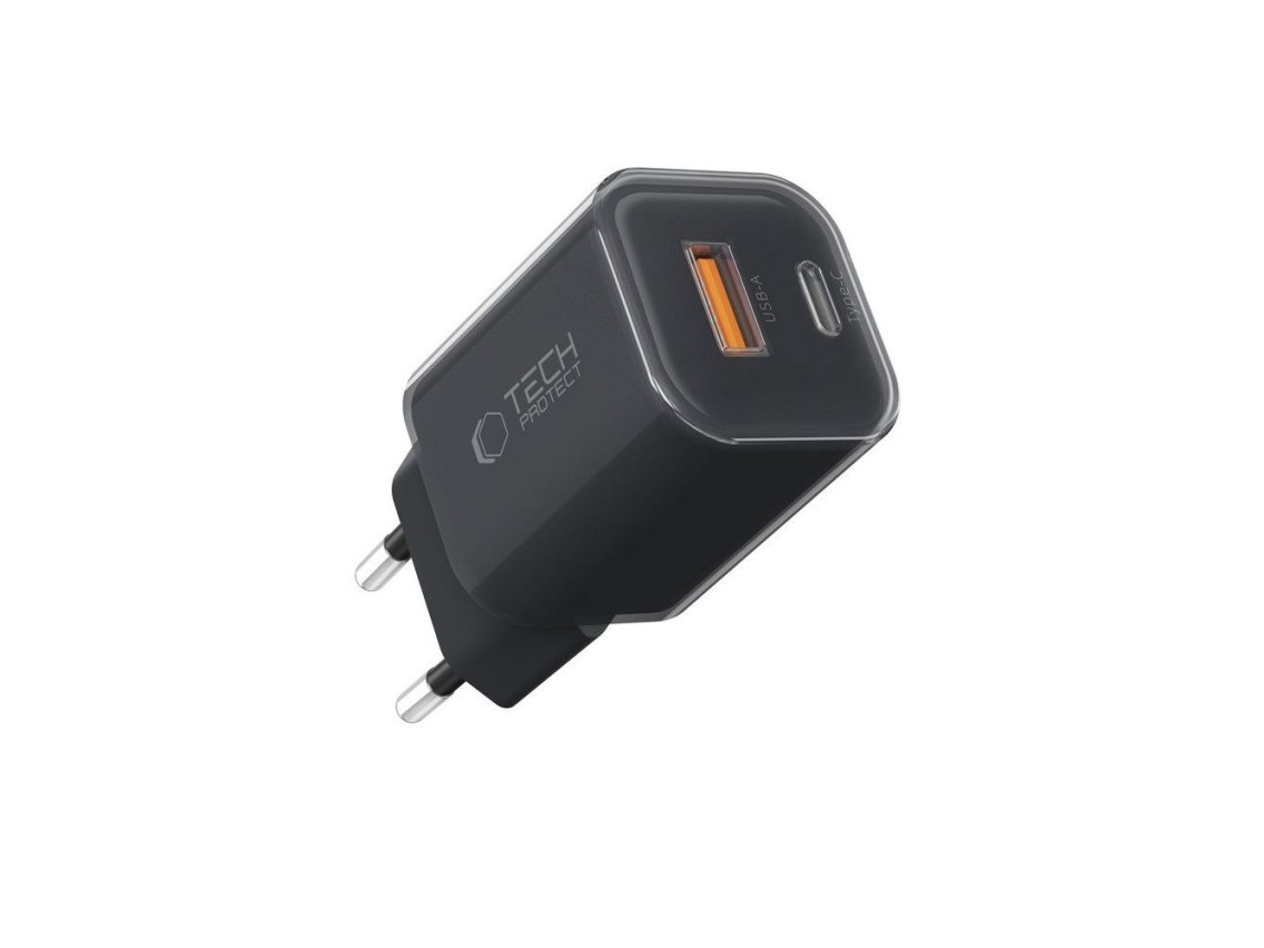 Carregador de parede Tech-Protect NCM33W de 2 portas PD33W/QC3.0 - preto