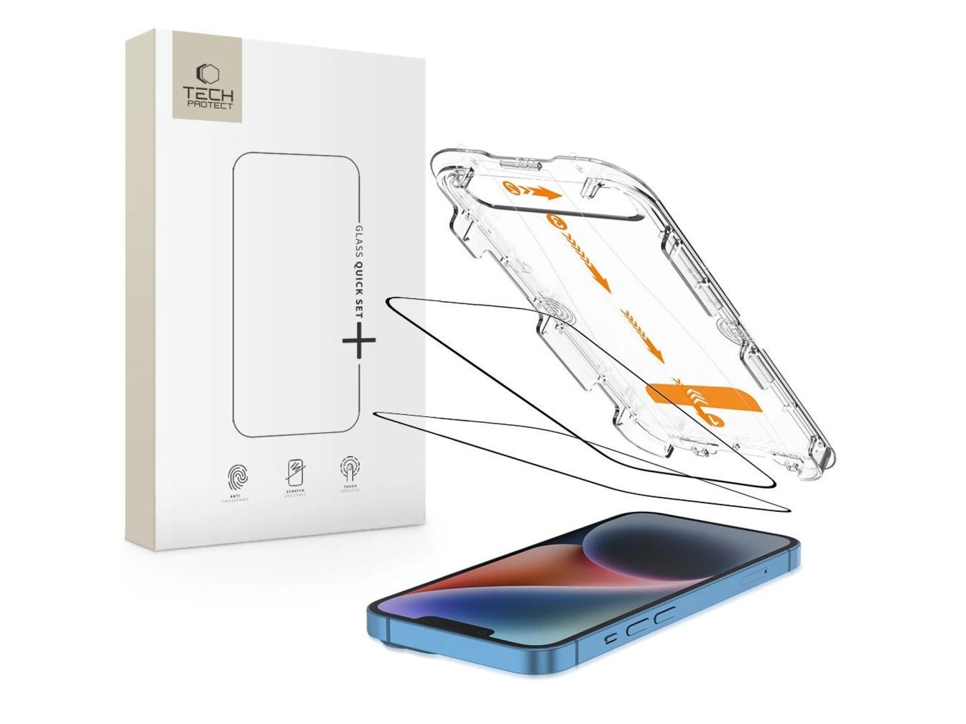 Kit com 2 películas de vidro temperado Tech-Protect Quick Set+ para iPhone 13 / 13 PRO / 14 / 16e /