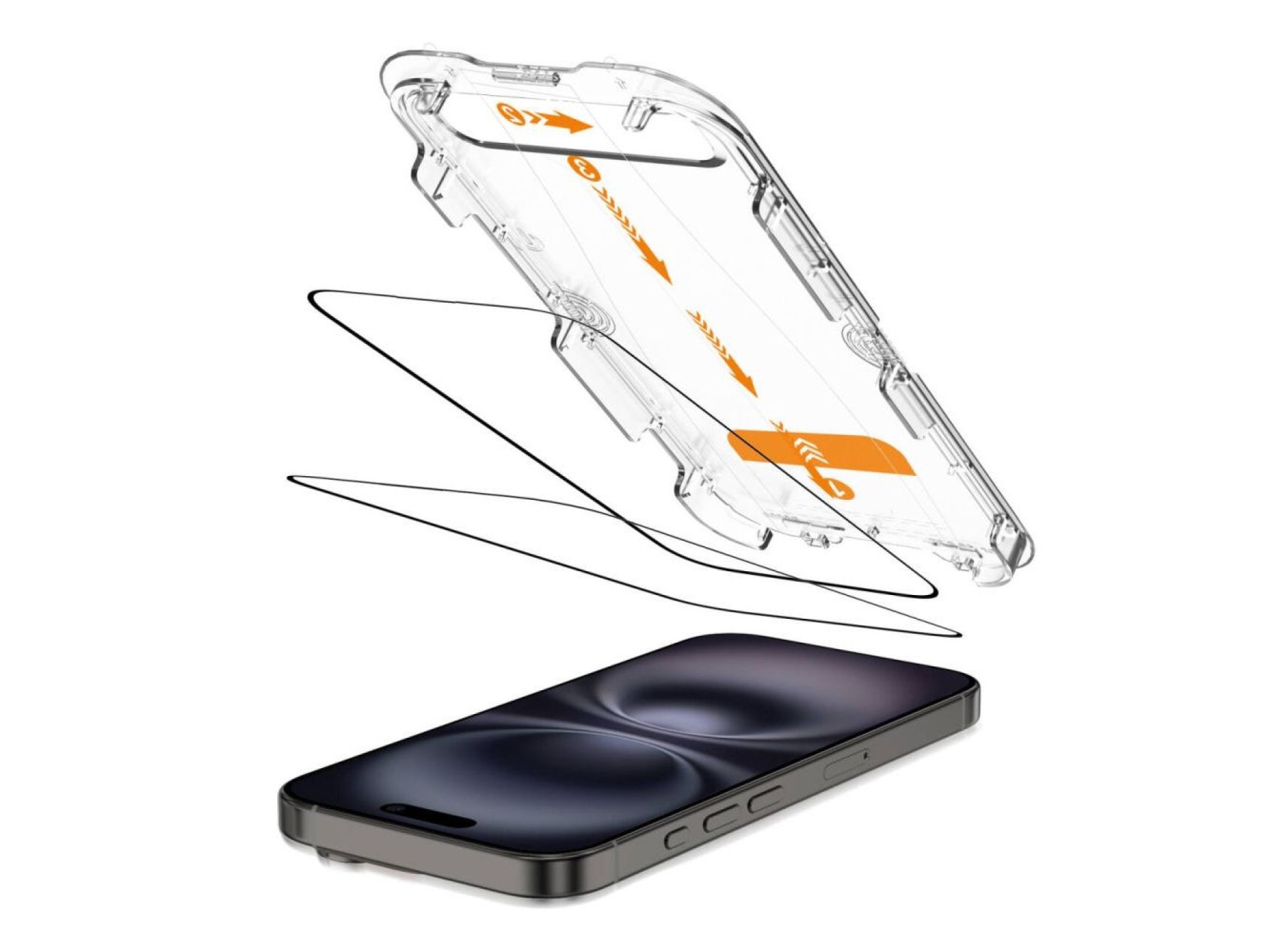 Paquete de 2 protectores de pantalla de vidrio templado Tech-Protect Quick Set+ para iPhone 15/16