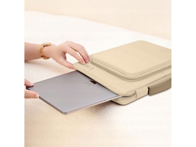 Bolsa básica Tech-Protect para laptop de 15 a 16 polegadas - bege Bolsa básica Tech-Protect para laptop de 15 a 16 polegadas - bege