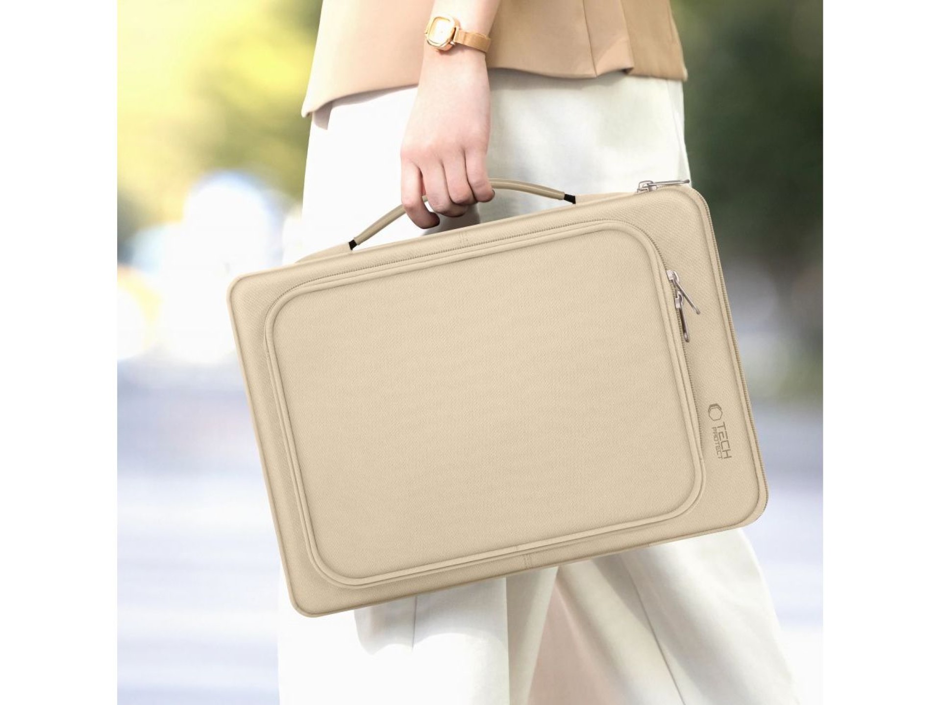 Bolsa básica Tech-Protect para laptop de 15 a 16 polegadas - bege