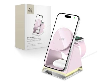 Tech-Protect QI15W-A43 3in1 MagSafe Inductive Charger - Pink Tech-Protect QI15W-A43 3in1 MagSafe Inductive Charger - Pink