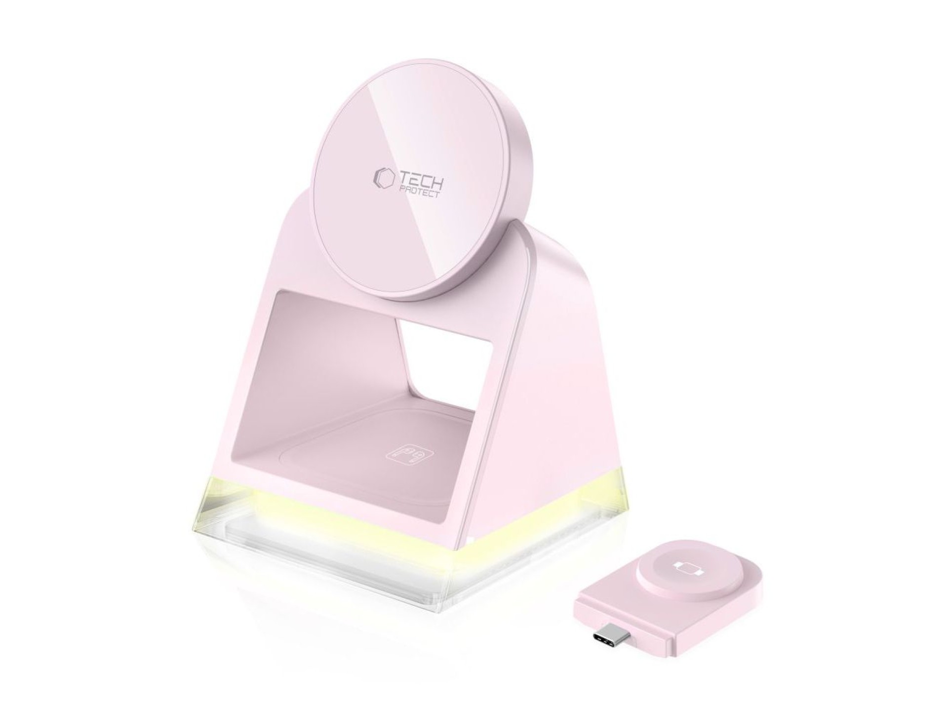 Cargador inductivo MagSafe 3 en 1 Tech-Protect QI15W-A43 - Rosa