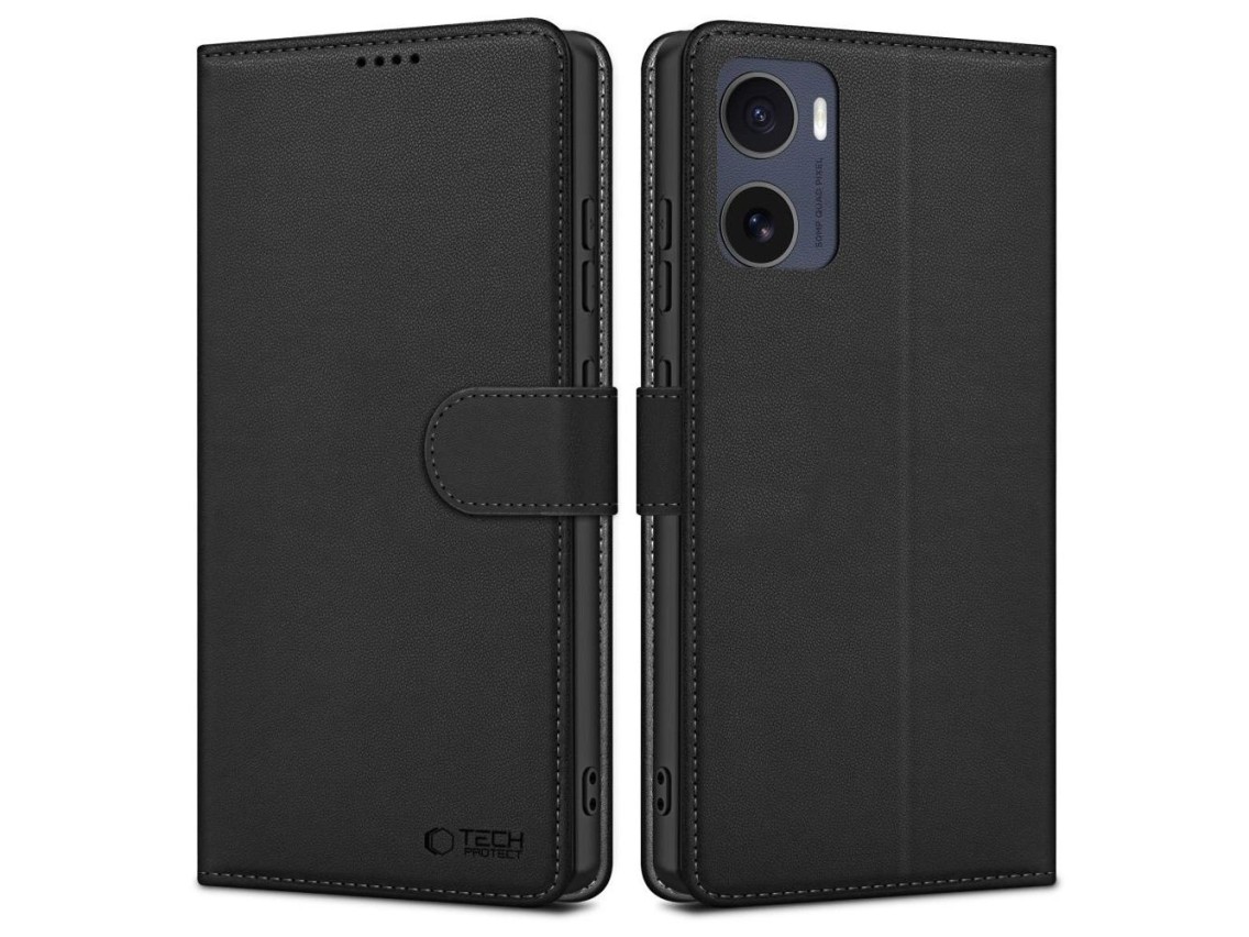 Capa carteira Tech-Protect para Motorola Moto G05 / E15 - Preto Fosco