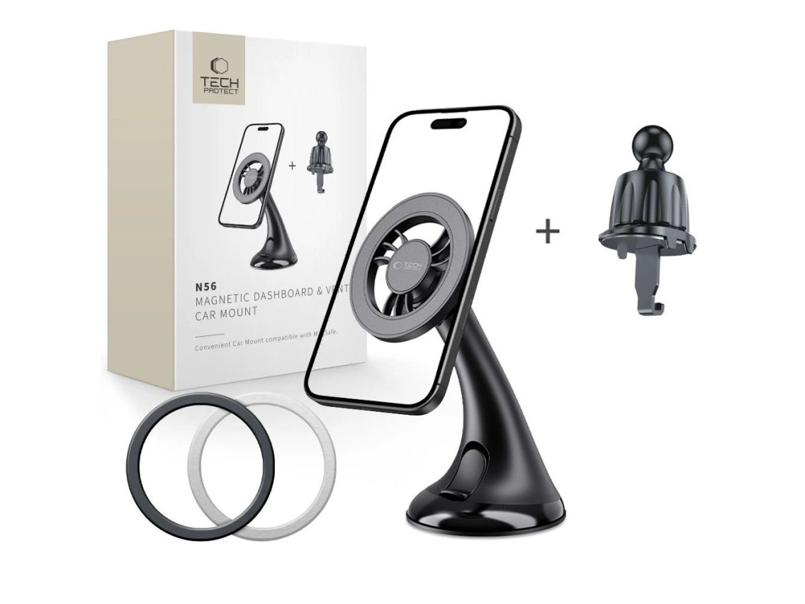 Suporte para carro Tech-Protect N56 para painel, para-brisa ou saída de ar - Preto