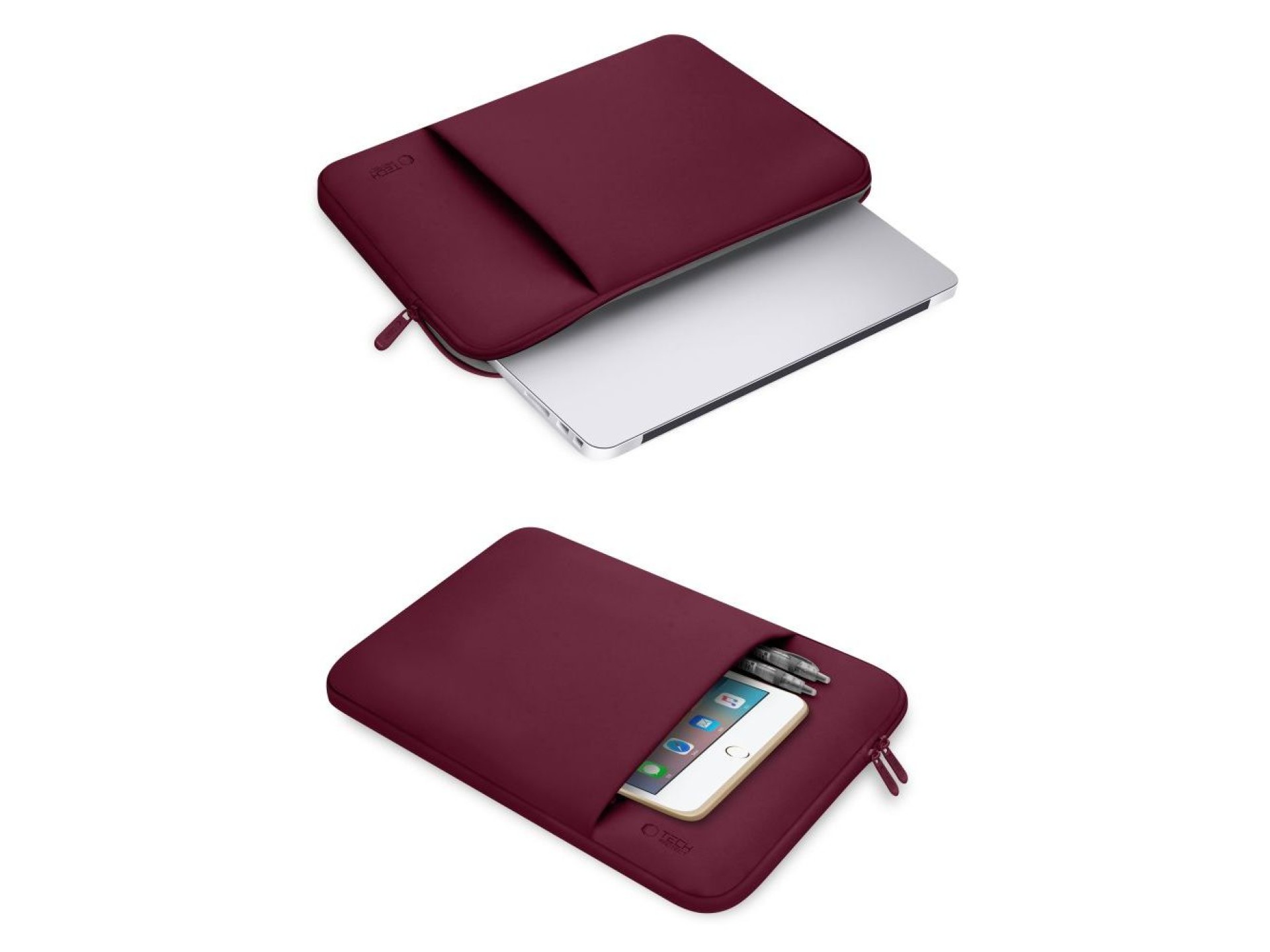 Capa para laptop Tech-Protect em neoprene de 15 a 16 polegadas - Bordô