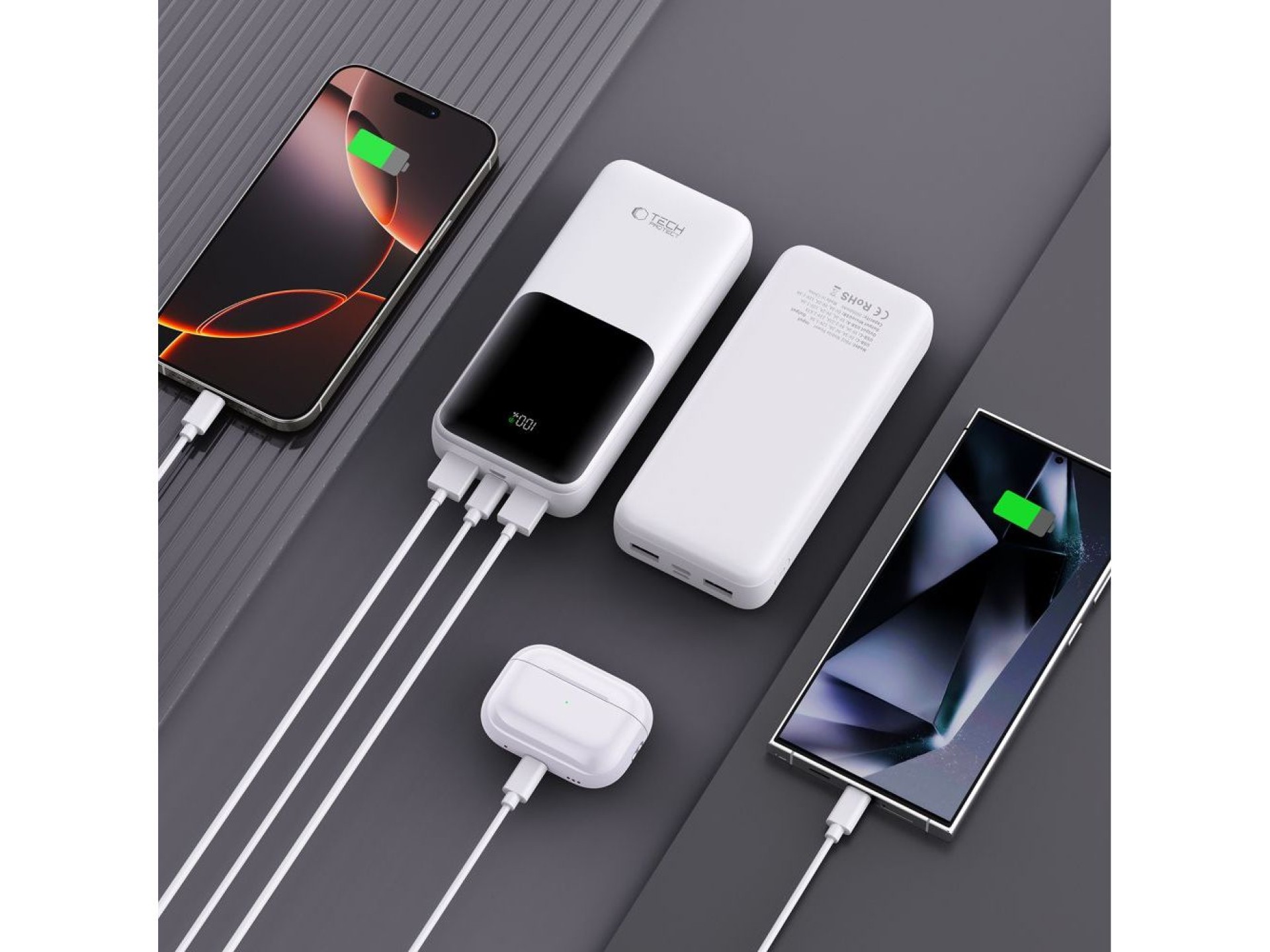 Powerbank Tech-Protect PB02 20000mAh 22.5W - blanco