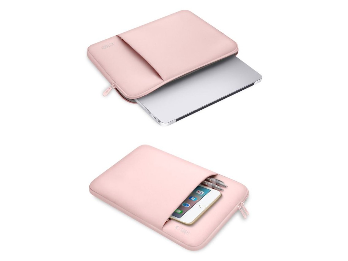 Capa para laptop Tech-Protect de neoprene de 13" - Rosa