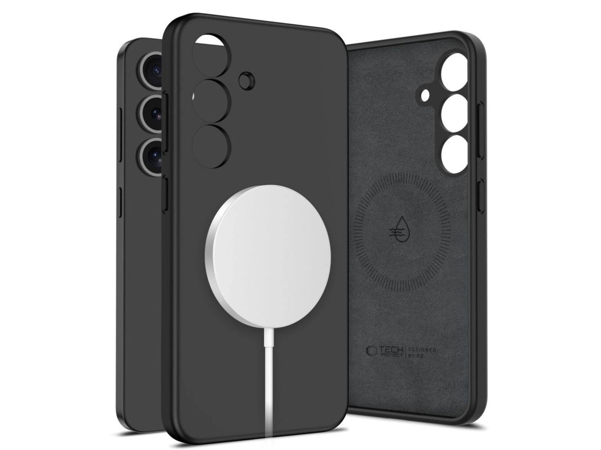 Capa Tech-Protect de silicone líquido MagSafe para Samsung Galaxy S25 - Preta