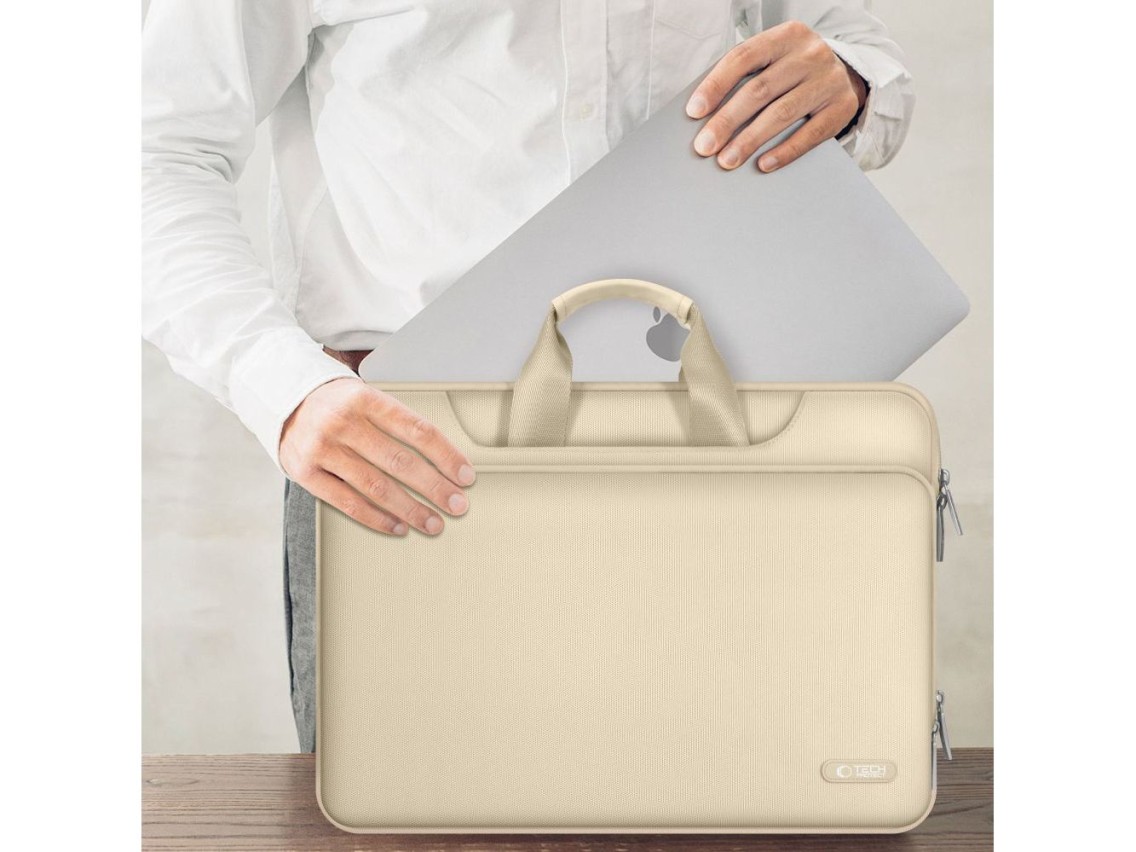 Bolsa para laptop Tech-Protect Pocket de 15-16 polegadas - Bege