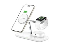 Tech-Protect QI15W-A45 3in1 Wireless Charger with MagSafe for Apple Devices - White Tech-Protect QI15W-A45 3in1 Wireless Charger with MagSafe for Apple Devices - White
