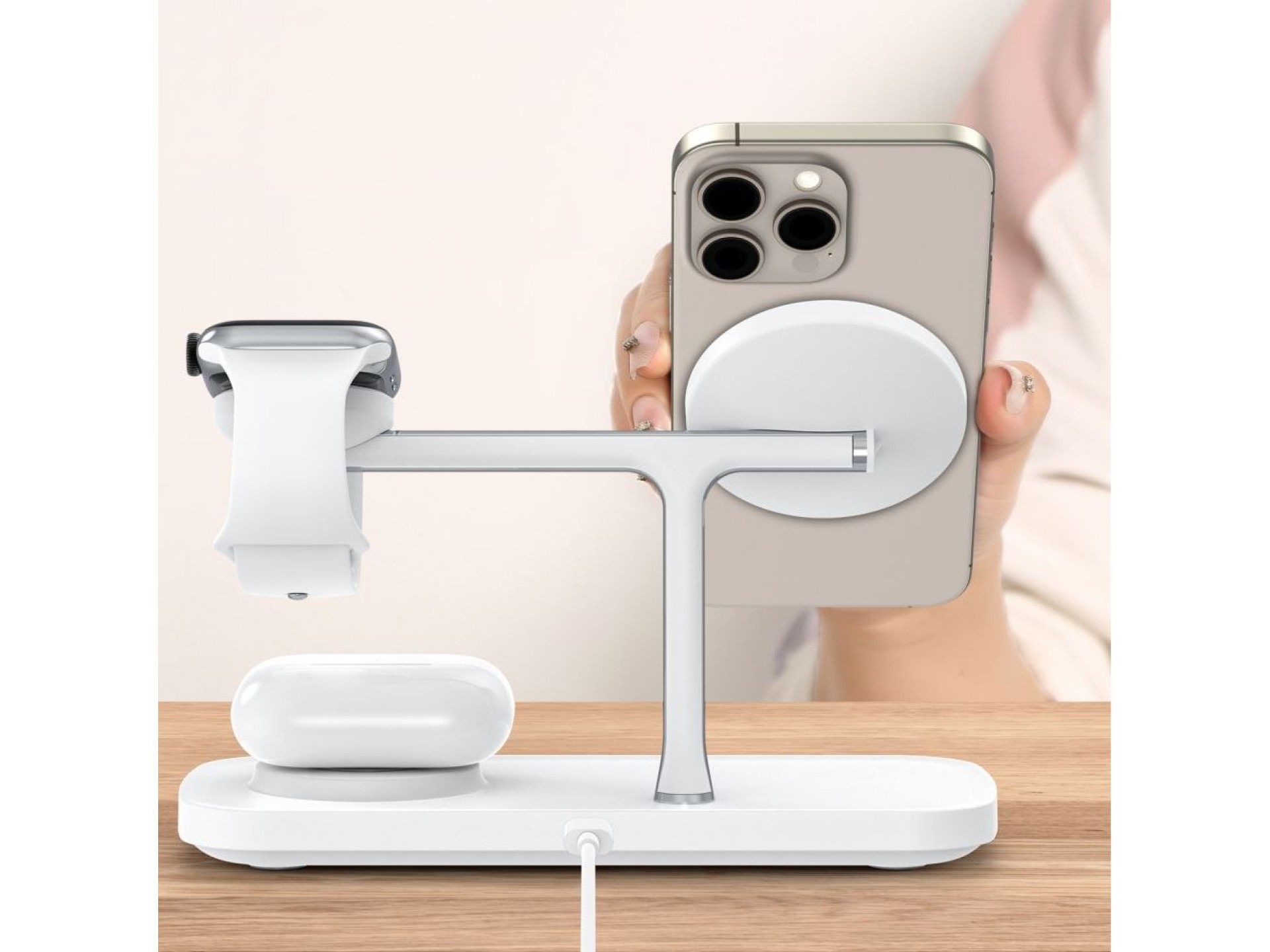 Tech-Protect QI15W-A45 3in1 Wireless Charger with MagSafe for Apple Devices - White