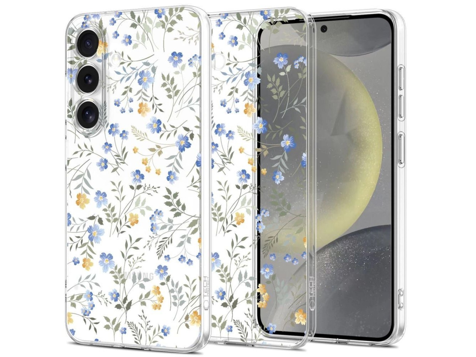 Tech-Protect FlexAir Case for Samsung Galaxy S25 - Daisies with Leaves