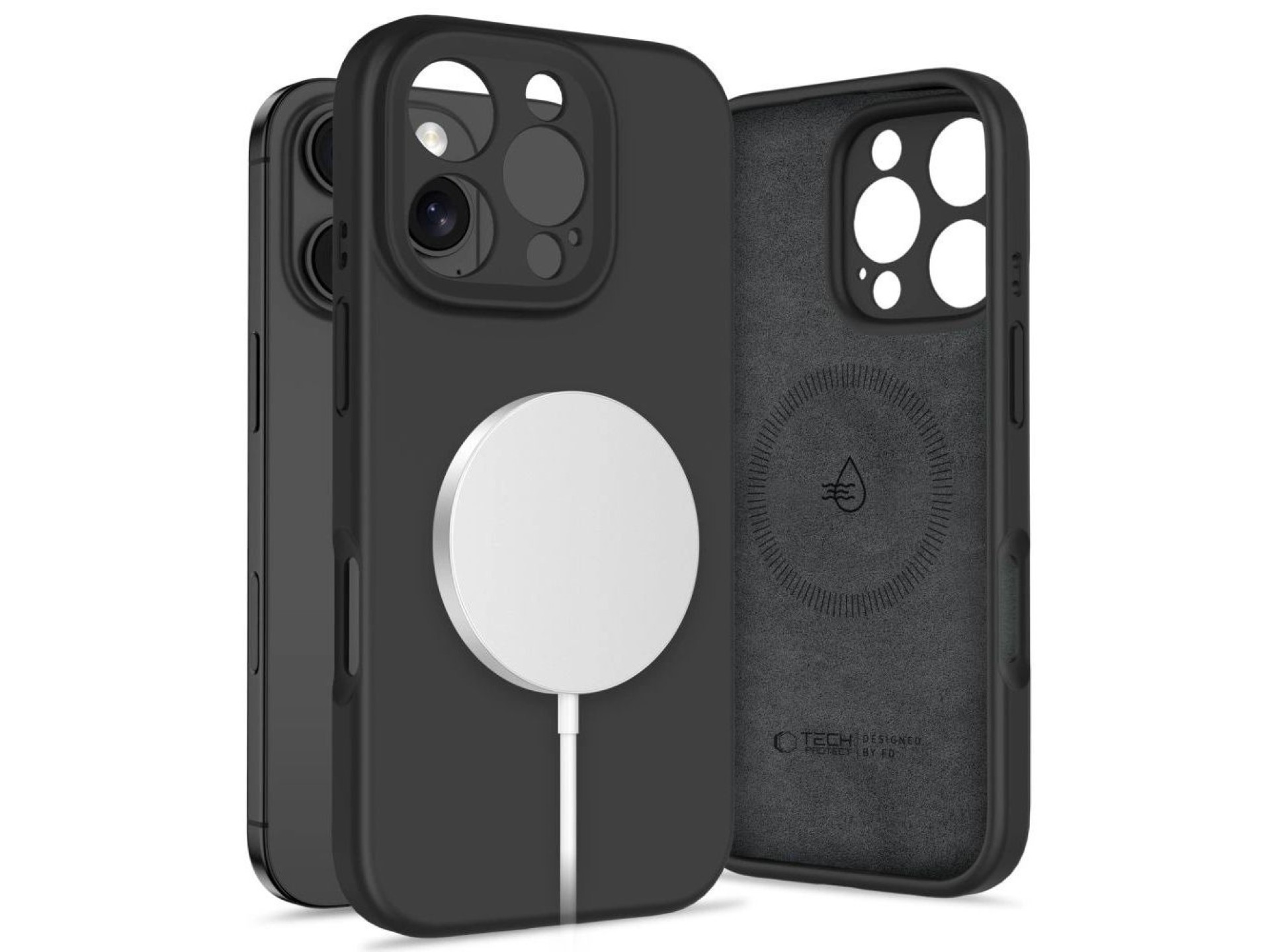 Capa Tech-Protect MagSafe em silicone líquido para iPhone 16 Pro - Preta