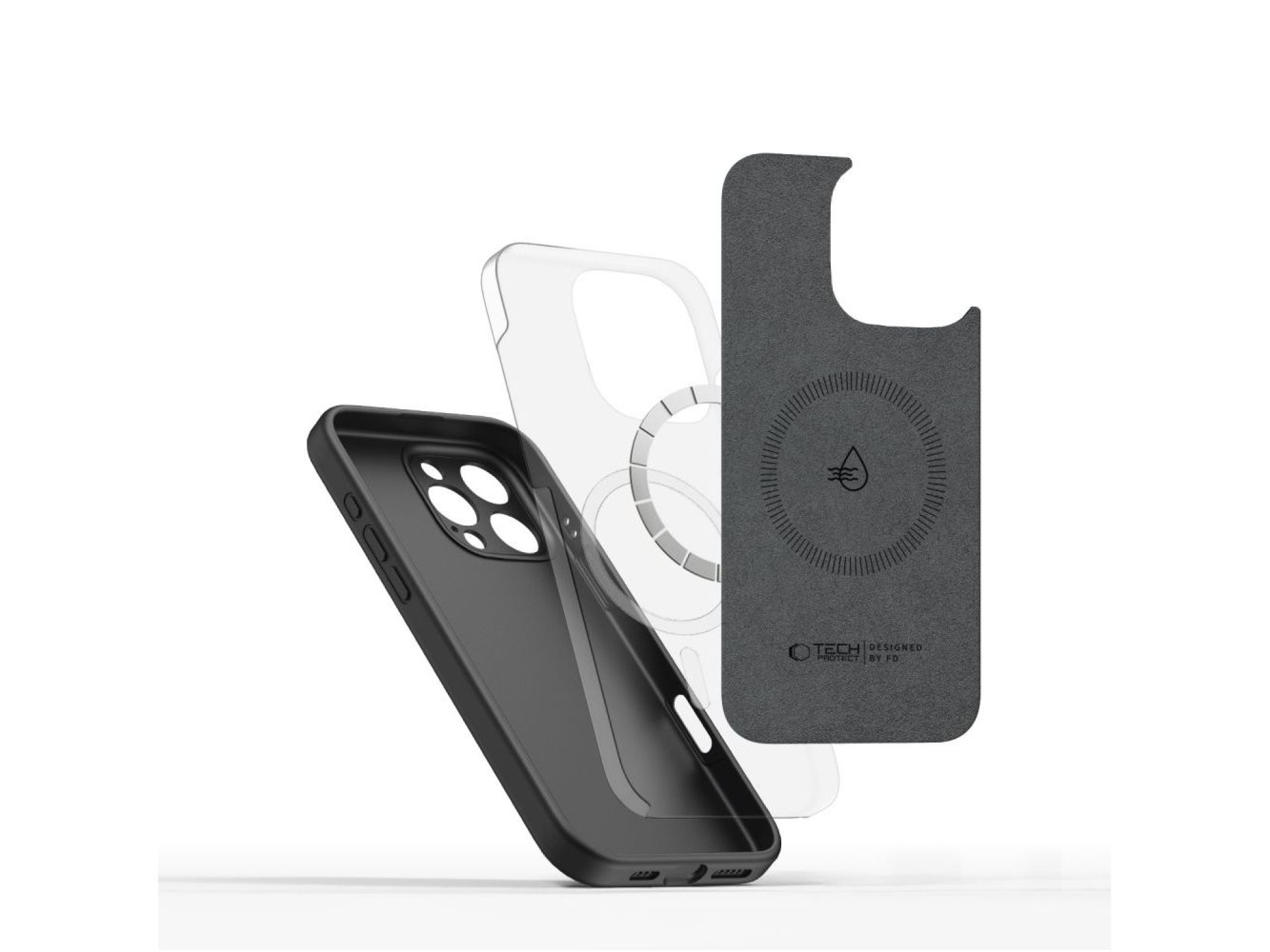Capa Tech-Protect MagSafe em silicone líquido para iPhone 16 Pro - Preta