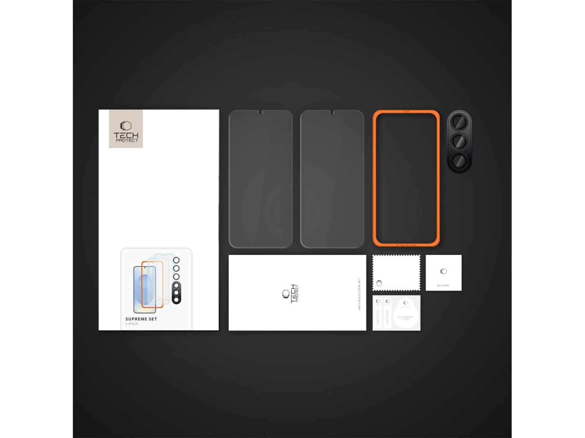 Kit Tech-Protect Supreme para Samsung Galaxy S25+: 2 películas de vidro temperado para tela / pelícu