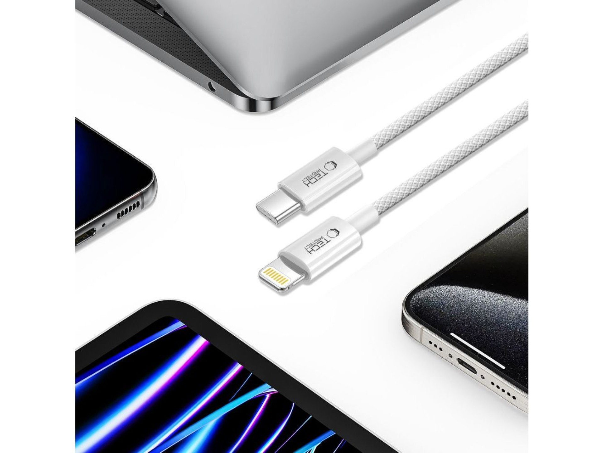 Cabo Tech-Protect UltraBoost USB-C / Lightning PD27W/3A de 100 cm - cinza